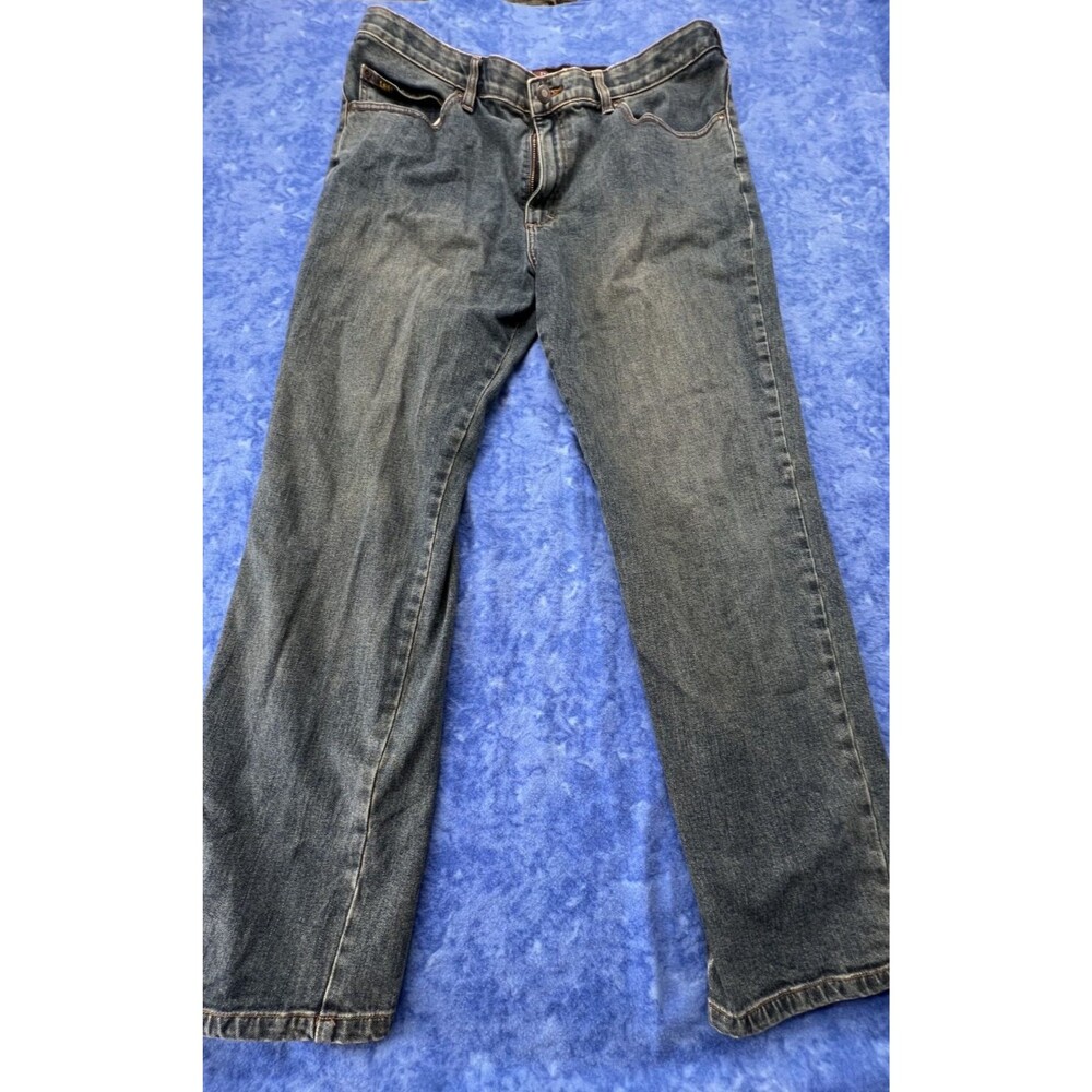 Lee Custom Fit Waistband Jeans Men's 38x32 Blue Straight Denim